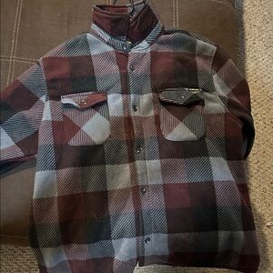 Stanley Workwear Arctic Lined Men's Plaid Jacket - Burgundy and Gray